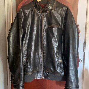 MENS sz XL VINTAGE LEVI'S destressed brown leather bomber jacket lined, zip coat